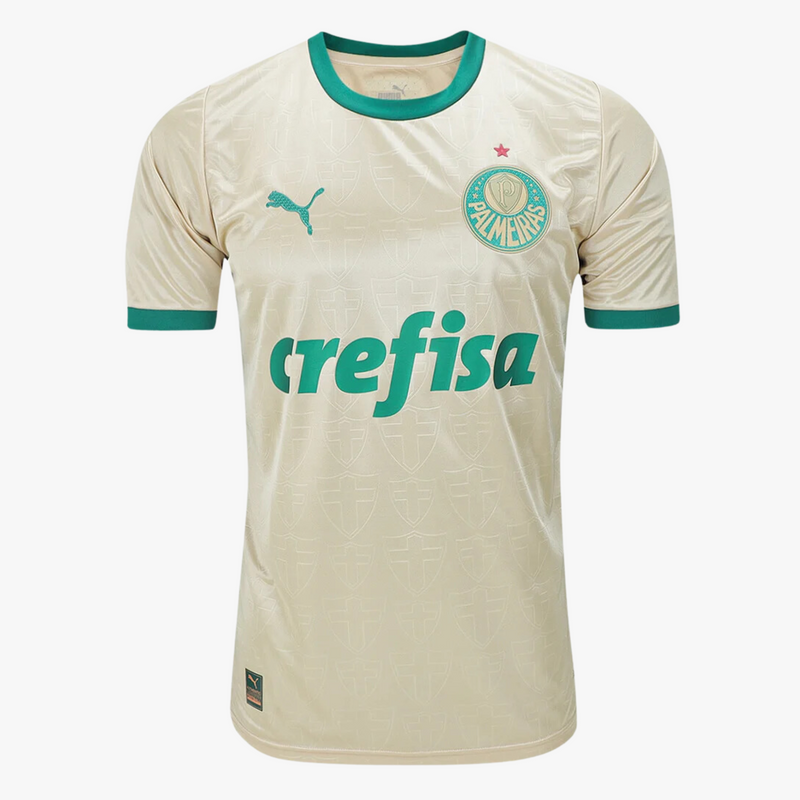 Camisa Palmeiras III 24/25 Torcedor – modelo oficial na cor dourada com escudo bordado.