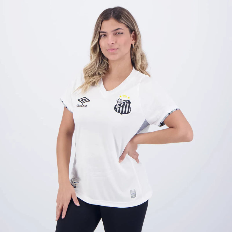 Camisa Santos Feminina 24/25 Preta e Branca - Umbro Torcedor