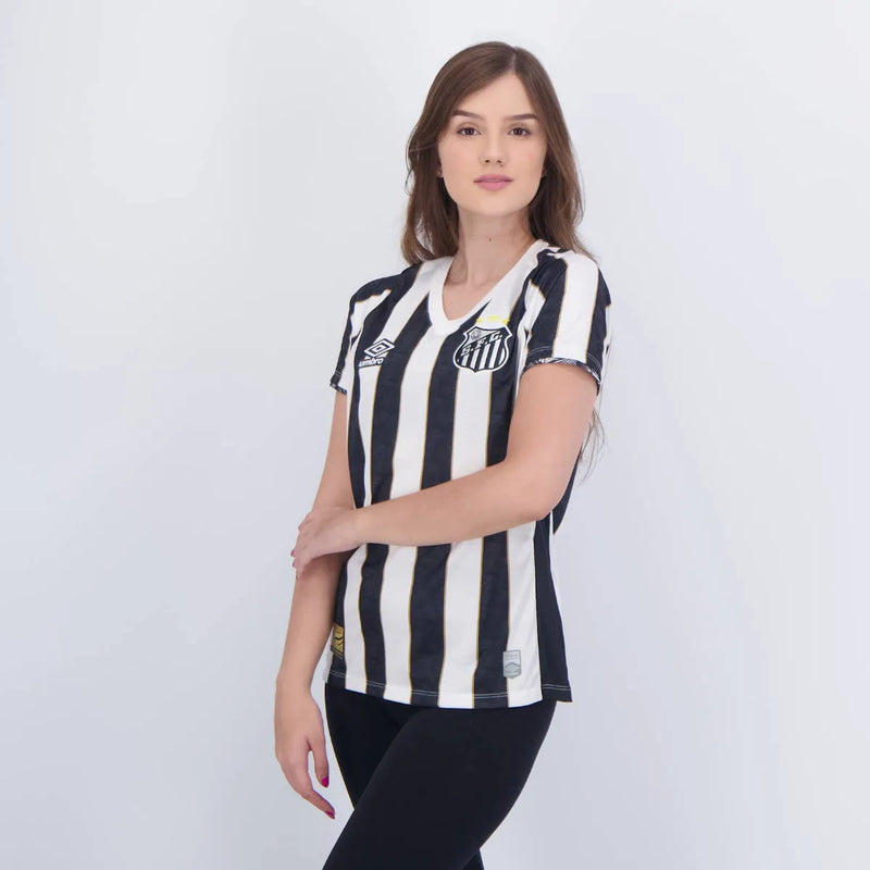Camisa Santos II 24/25 Preta e Branca - Umbro Feminina Torcedor.