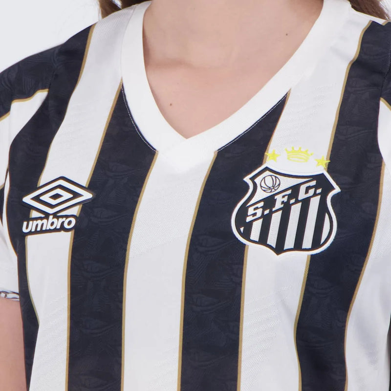 Camisa Santos II 24/25 Preta e Branca - Umbro Feminina Torcedor.