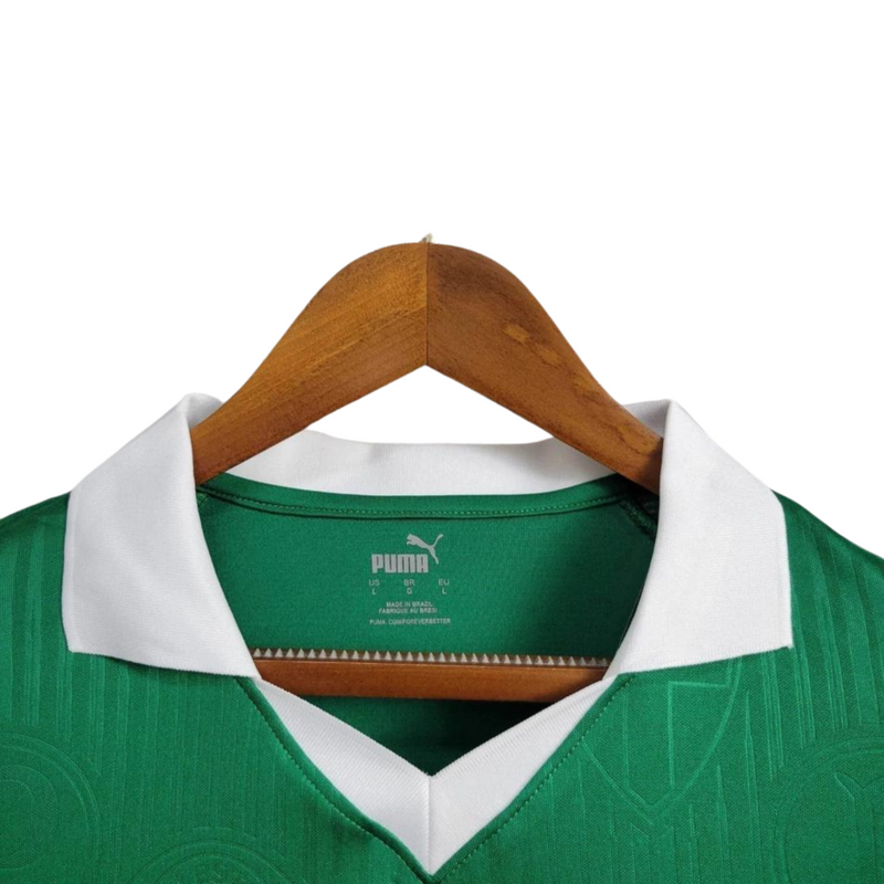 Gola polo contrastante da Camisa Palmeiras I 24/25 Feminina.
